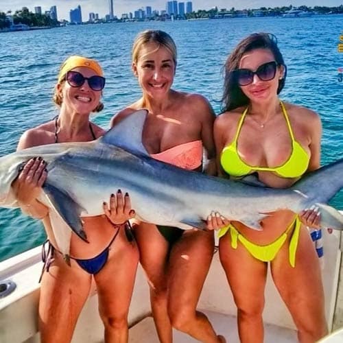 Bachelor party group aboard Mark The Shark charter boat