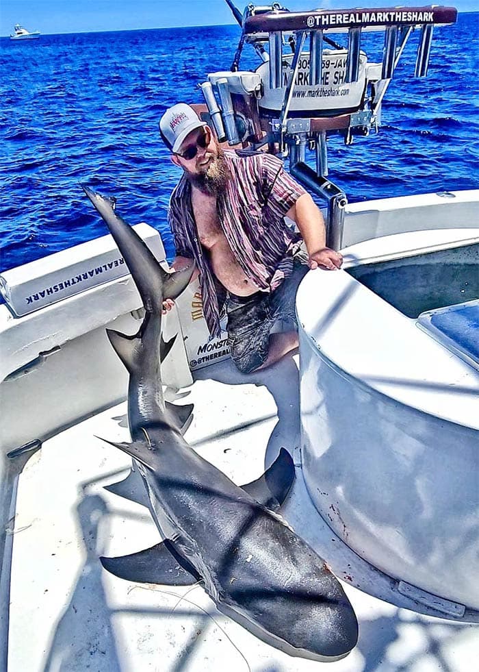 Captain Mark The Shark aboard his charter boat
