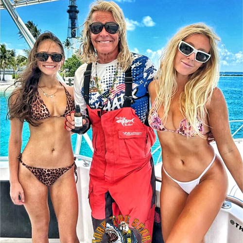 Bachelorette party group fishing with Mark The Shark